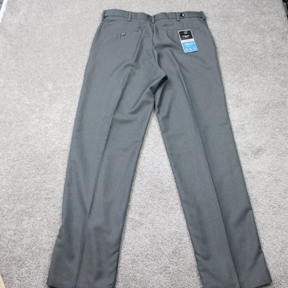 Haggar‎ Pants NWT Mens 36x34 Gray Cool 18 Classic Fit Flat Front Non-Iron Flex